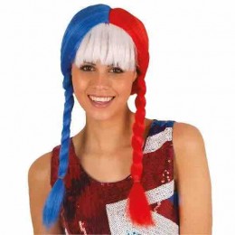 Sport Event Cheerleading Cosplay Flag Color Fan Wig Supplies France Costa Rica Football Soccer Fans Wigs