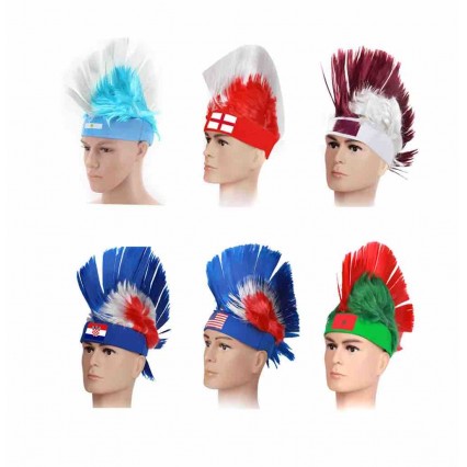 Top 32 national team flag customization 2022 football fans wig hat mohawk wigs caps