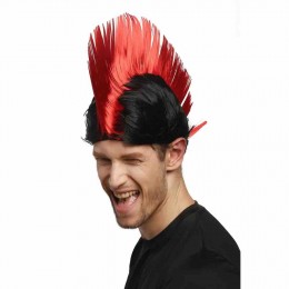 Wig Ladies Men Halloween Carnival black red spiky mohawk Punk 70s 80s