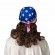 Costume men skull cap long mullet hair curly wigs with bandana