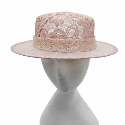 fashion women pink lace sinamay Church hat Kentucky Derby Dress Cloche sun Hat Fascinator Floral Tea Party Wedding hat