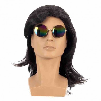High quality cheap 80s male mullet synthetic wig straight party Halloween costume wigs for men High quality cheap 80s male mullet synthetic wig straight party Halloween costume wigs for men