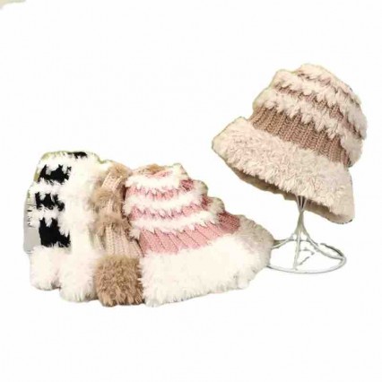 trendy Fuzzy plush fisherman's hat Winter Plush Faux fur Bucket Hats - Fluffy Sherpa women's winter hats