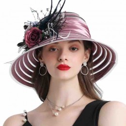 wholesale fashion Women sun hat wide brim Kentucky Derby satin breathable black Church wedding Party fascinators and hats