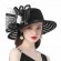 wholesale fashion Women sun hat wide brim Kentucky Derby satin breathable black Church wedding Party hat with big flower