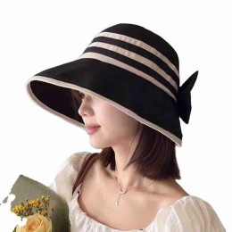 wholesale women ladies split back bow sunscreen hat UV protection Fisherman bucket Hats Travel beach sun women's fisherman's hat