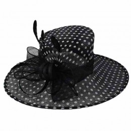 women ladies polka dot sinamay Church hat Kentucky Derby Dress Cloche sun Hat Fascinator Floral Tea Party Wedding hat