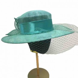 5 color fashion Women flowers sinamay mesh veil UV protection sun hat wide brim Kentucky Derby ladies satin ribbon church hats