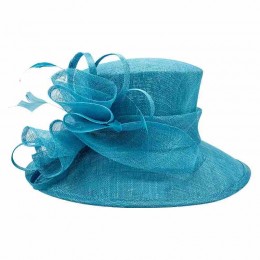 fashion Women sky blue wide brim Kentucky Derby sinamay Party fascinators wedding hats church hat elegant fancy women derby