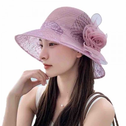 new fashion Women sun hat uv protection polka dot floral Kentucky Derby Organza Church wedding Party bucket hats women