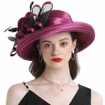 wholesale fashion Women sun hat wide brim Kentucky Derby satin Church wedding Party fascinators and hats ladies fancy hats