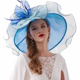 Women Kentucky Derby Organza Hats Two Wear Ways Flower Can Be Used As a Headwear fancy dress hats