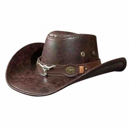 fashion classic men leather western cowboy hat cattlemen leather cowboy hats for men