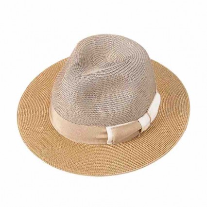 Fashion men women unisex two tone paper Straw Sun Hats Summer Panama hat Beach mens fedora paper straw high quality panama hat