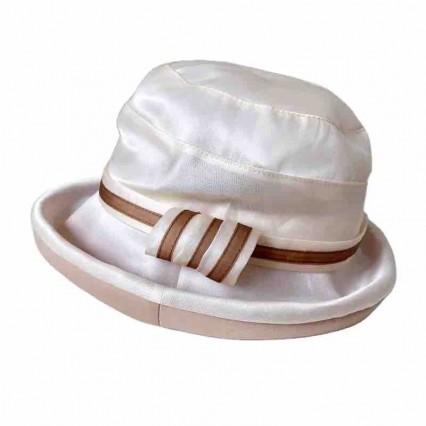 fashion elegant Women ladies breathable packable wider brim floral bowknot silk dress folding bucket hats Travel sun hat