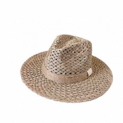 fashion women sea grass salt grass wide brim panama hat UV protection sun beach jazz straw panama hat