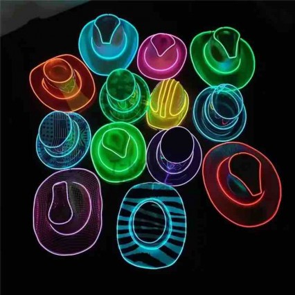 new fashion men women unisex glowing cowboy hat LED light up pvc cowgirl hat western party club cowboy hats