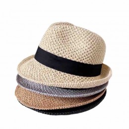 new men Women UPF50+ protection paper straw short brim Panama Hat Fedora Beach Sun Hats