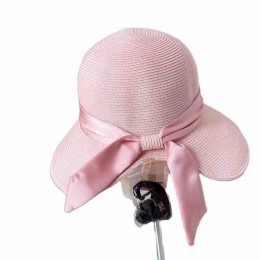 2024 new ladies women Sun Hats paper Straw wide brim split back beach hat cloche hat with satin bowknot for Travel Outdoor