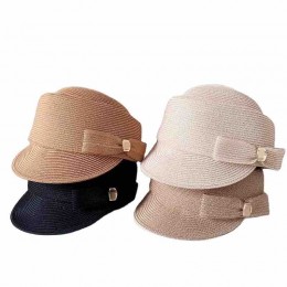 2024 new women ladies paper straw newsboy hat UV protection beach sun hats beret knight cap