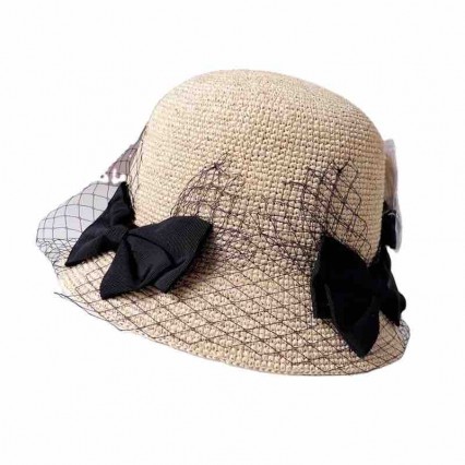 2024 new ladies women Sun Hats crochet raffia Straw wide brim beach hat with bowknots cloche hat for Travel Outdoor