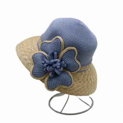 2024 new women Sun Hats paper Straw two tone wide brim beach hat for women cloche hat with flower for Travel Outdoor