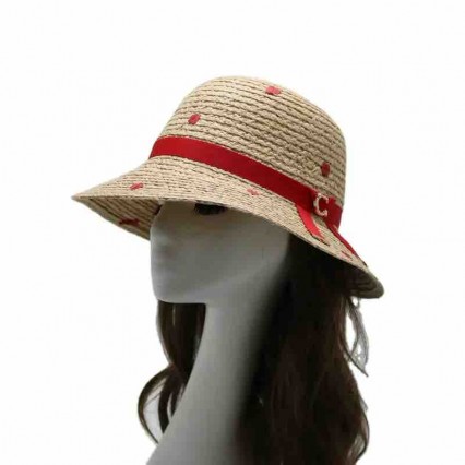 ladies women Sun Hats wide Brim raffia Straw beach hat for women bucket cloche hat with embroidery for Travel Outdoor