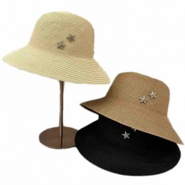 2024 new packable women Sun Hats paper Straw wide brim beach hat for women with stars cloche hat for Travel Outdoor