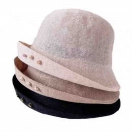 2024 new women Sun Hats paper Straw wide brim beach hat for women with pearls cloche hat for Travel Outdoor