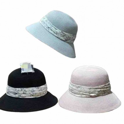 2024 new women Sun Hats paper Straw wide brim beach hat for women with printed ribbon cloche hat for Travel Outdoor