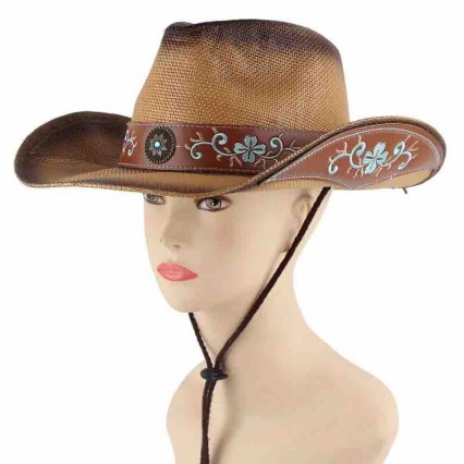 Brown Cowgirl Hats Classic quality Straw Western Hat for Women Music Festival Party Beach cowboy hat embroidery