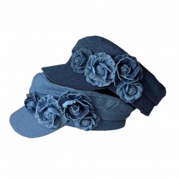 fashion chic Women ladies girls yacht flowers denim Captain Sailor Newsboy hat Cabbie Baker Boy Peaked fiddler hat