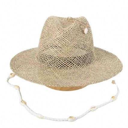 fashion women sea grass wide brim panama hat UV protection sun beach jazz straw panama hat