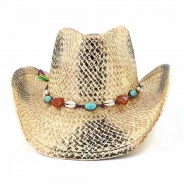 new fashion chic women crochet floral paper Straw quality cowgirl hats beach UPF 50+UV protection sun hat bulk cowboy hats