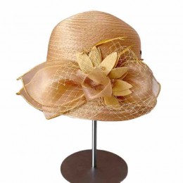 wholesale fashion floral wide brim kentucky derby hats satin breathable Church wedding fascinators sun hats for women summer