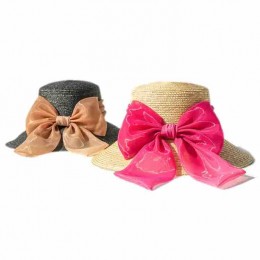 2024 new women Sun Hats paper Straw wide brim beach hat for women with big bowknot cloche hat for Travel Outdoor