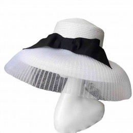 2024 new women Sun Hats paper Straw wide brim beach hat for women with big bowknot cloche hat for Travel Outdoor