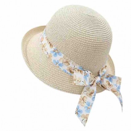 2024 new women Sun Hats paper Straw wide brim beach hat for women with floral bowknot cloche hat for Travel Outdoor