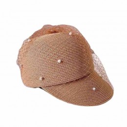 ready to ship spring and summer paper straw beach hat for women baseball cap golf hat Equestrian hats with mesh veil