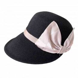 ready to ship spring and summer paper straw beach hat for women baseball cap golf hat Equestrian hats with satin bowknot