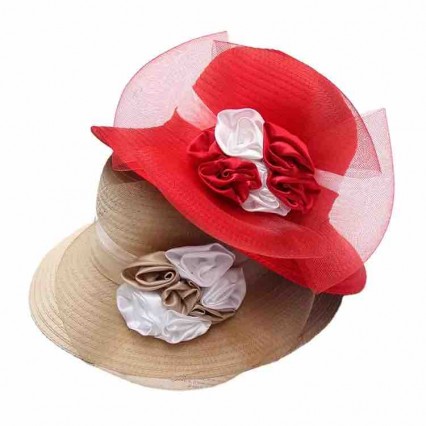 wholesale fashion packable wide brim kentucky derby hats satin breathable Church wedding fascinators sun hats for women summer