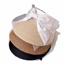 2024 new summer hat for women wide brim UV protection Sun beach Visor hat Tourism sun blocking hats with bowknot mesh veil