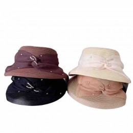 2024 new women Sun Hats paper Straw wide brim beach hat for women with bowknot cloche hat for Travel Outdoor