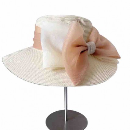 2024 new women Sun Hats paper Straw wide brim beach hat for women with two tone big bowknot cloche hat for Travel Outdoor