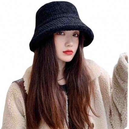 ready to ship Winter Fisherman Hat Solid Color Thick Lamb Hair Bucket Hat for Women Girls