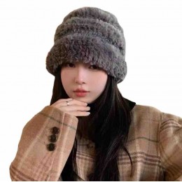 Winter artificial colorful Fluffy Plush beanie Hat Thick fuzzy bucket hat Cap for Skiing Cycling Camping Hiking