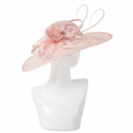 women pink wide brim sinamay Church formal hat Kentucky Derby Fascinator Floral Tea Party Wedding elegant hats for ladies