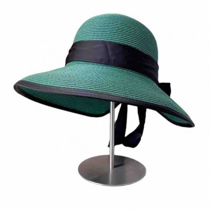 women Sun Hats paper Straw split back beach hat for women with bowknot cloche hat for Travel Outdoor