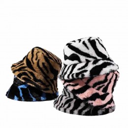 5 colors men woman winter hats Soft Artificial Fur Bucket Hats Fluffy Winter Warm Fisherman Cap zebra bucket hat