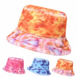 3 colors winter Fuzzy furry bucket hats women Fluffy Fisherman Cap tie dye Warm Windproof Artificial Fur Bucket Hat for Women